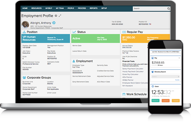 ADP Workforce Now Employee Information Dashboards