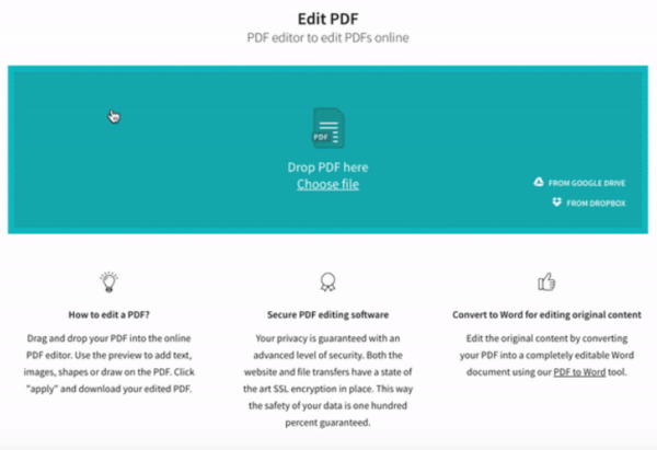 Upload PDF file on Smallpdf