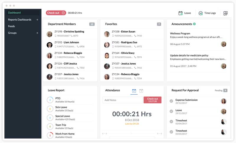 Zoho Employee Self Service Dashboard