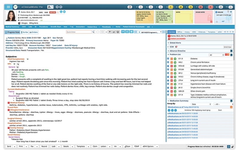 eClinicalWork’s patient portal to view, edit and update treatment files, progress notes and patient histories