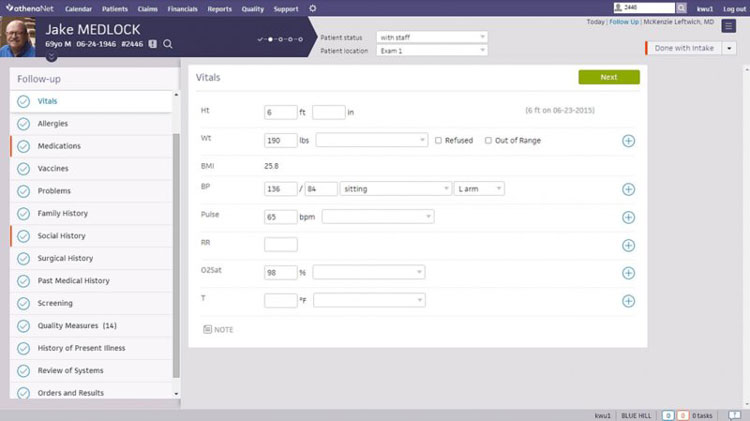 Recording Patient Health Vitals with athenahealth