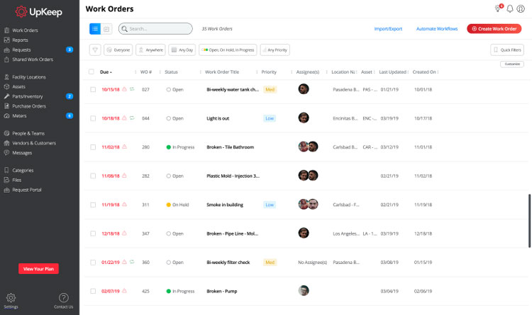 UpKeep Work Order Management Module