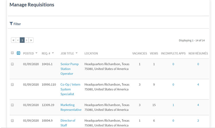 Deltek Job Requisitions Dashboard