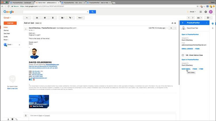 PracticePanther Gmail integration