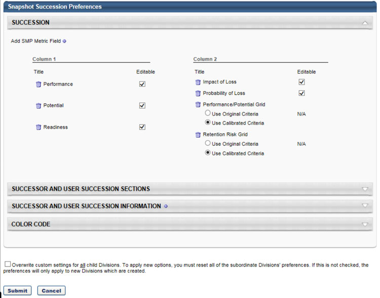 Cornerstone Succession Preferences Dashboard