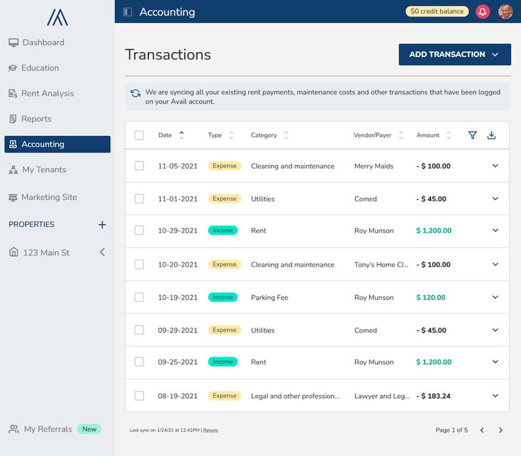 Avail Accounting Module