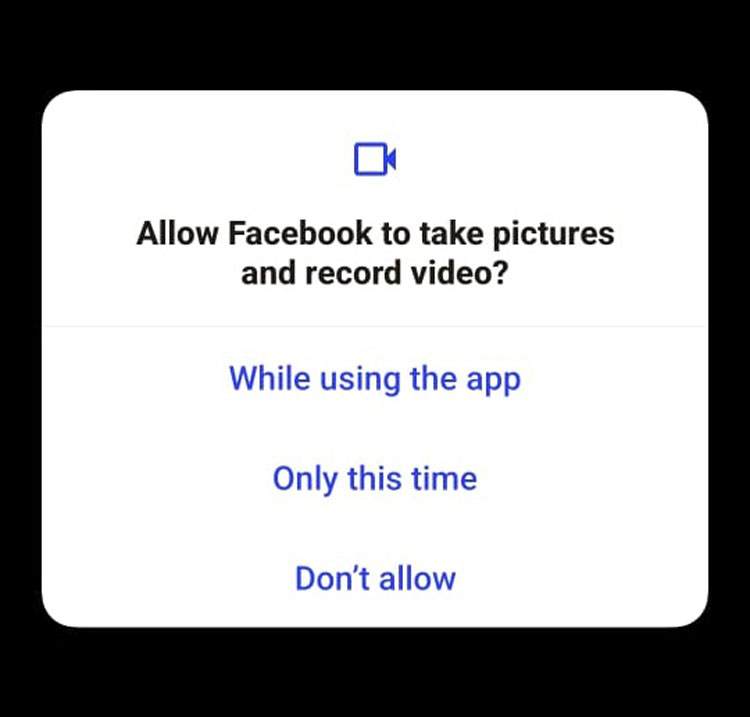 FB Mobile Camera Access Request