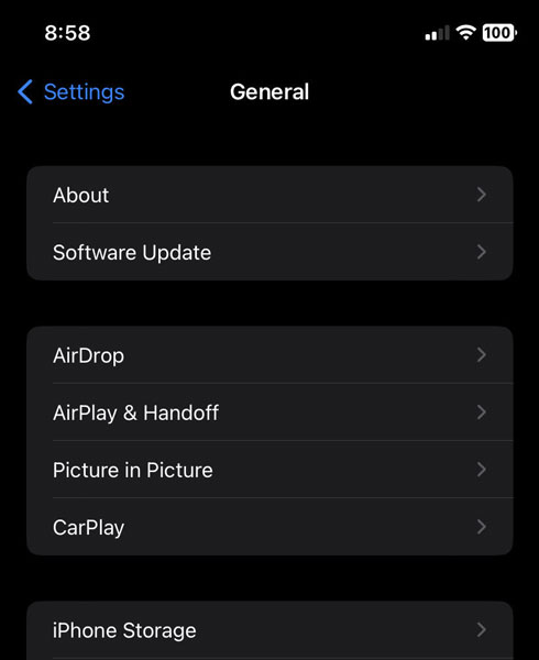 iPhone General Settings