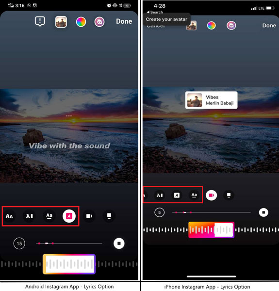 Add Lyrics to Instagram Stories