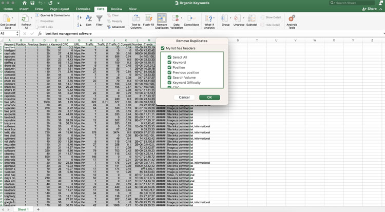 Choose Columns for Duplicate Identification in MS Excel