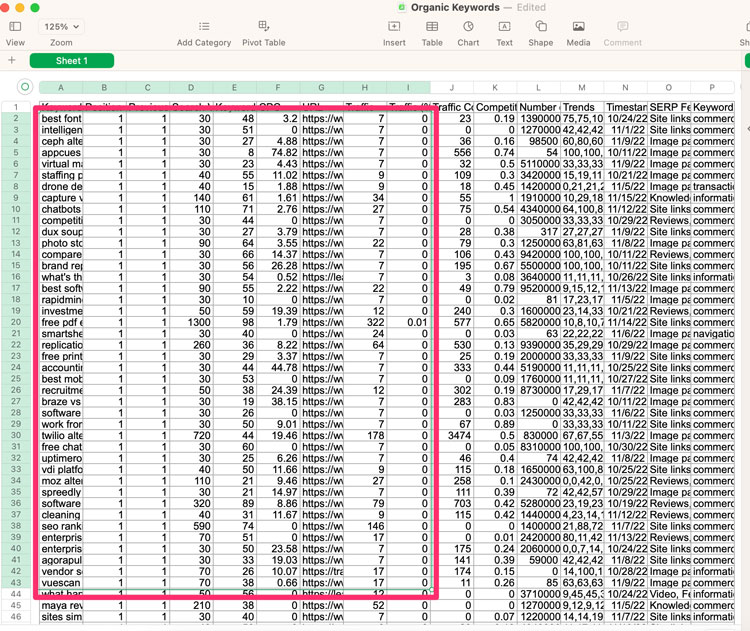 Select the Data Range in Apple Numbers