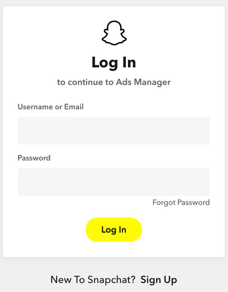 Snapchat Login Page