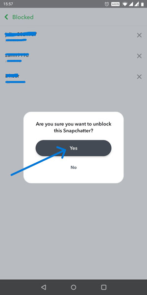 Snapchat Unblocking Confirmation