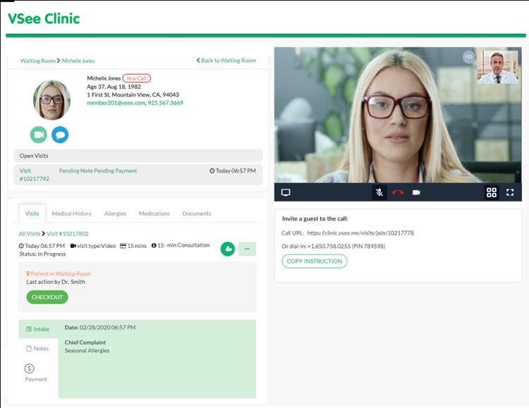 Videoconferencing and Schedule Management in VSee Clinic