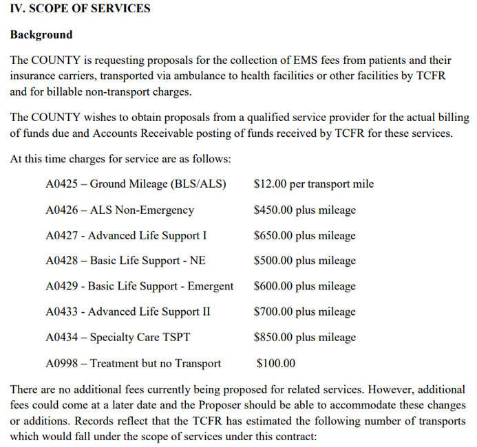 An Example of Scope of Services Required in a Medical Billing RFP 