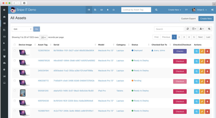 Accessing Assets List in Snipe IT