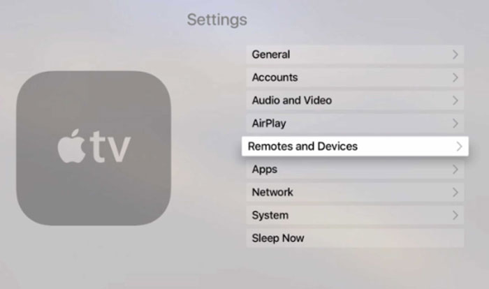 Remotes and Devices Settings on Apple TV