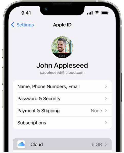 Apple ID in iOS Settings