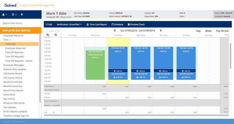 isolved Time Dashboard