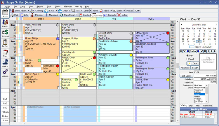 Open Dental Appointment Views Dashboard