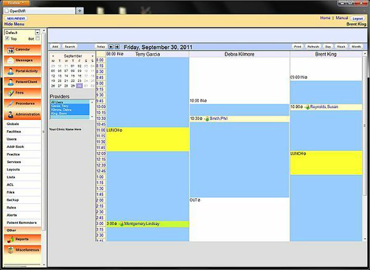 OpenEMR Appointment Calendar