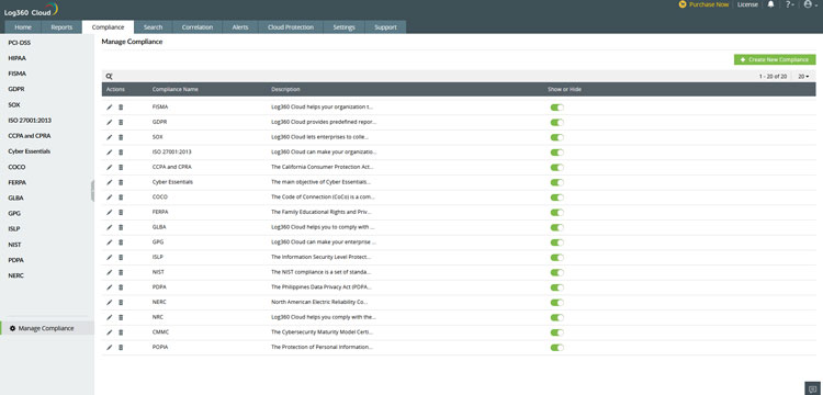 Log360 Cloud Security Compliance Management