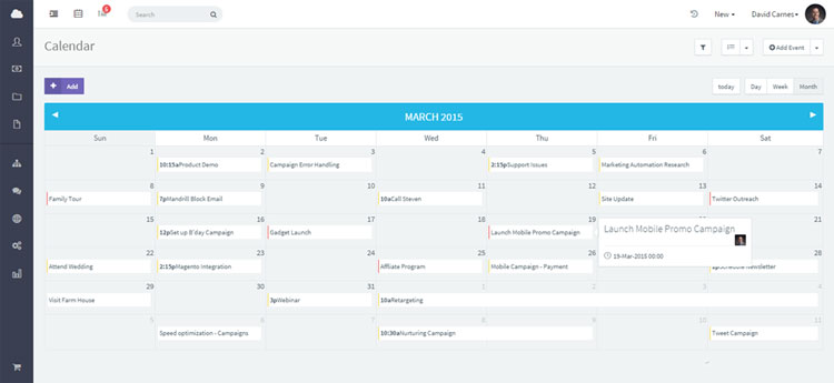 Agile CRM Built-in Calendar