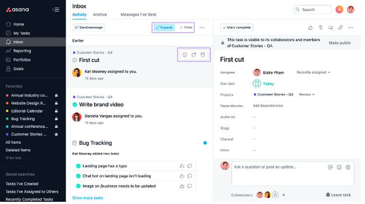 Task Notification in Asana