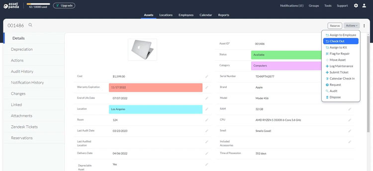 Asset Panda Check Out Workflow Automation