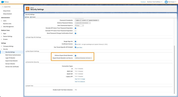 Marketing Cloud Engagement Security Settings