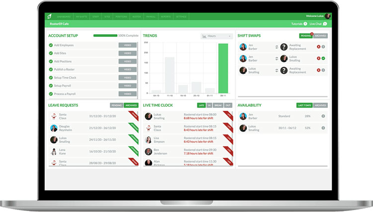 RosterElf Time-Off Dashboard