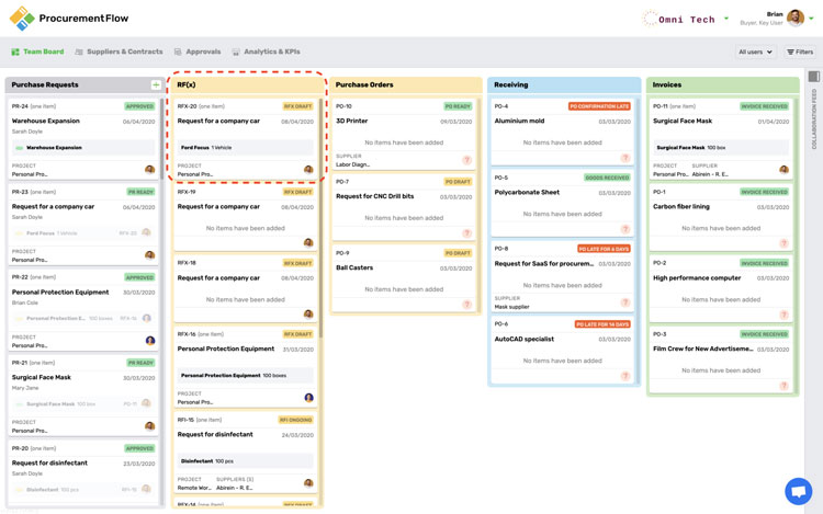 ProcurementFlow User Interface