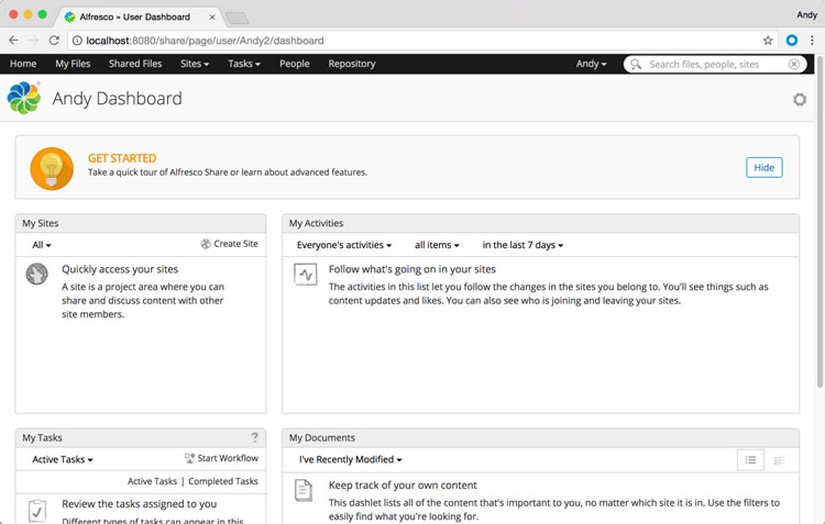 Alfresco Dashboard