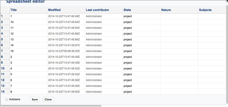 Nuxeo Spreadsheet To Edit Multiple Documents