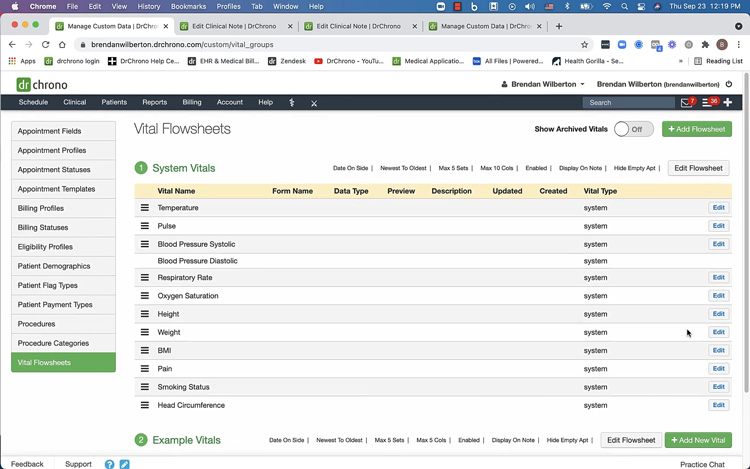 Patient Vital Flowsheets in DrChrono