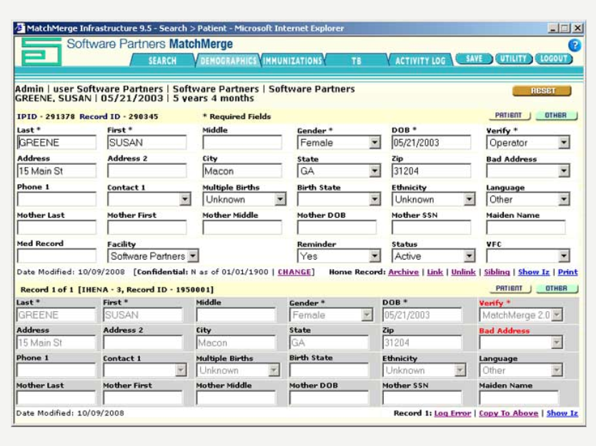 Master patient index to view patient records