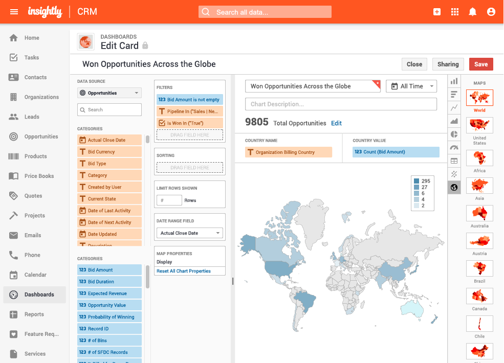 Insightly Territory Dashboard