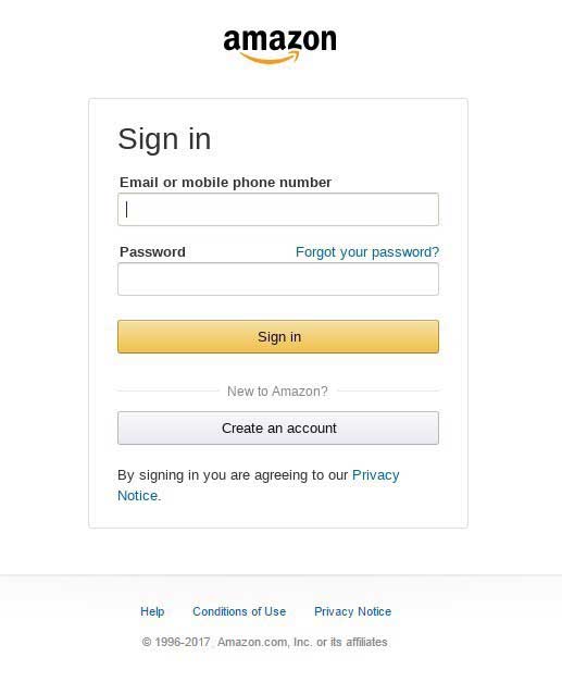 Amazon Login Page