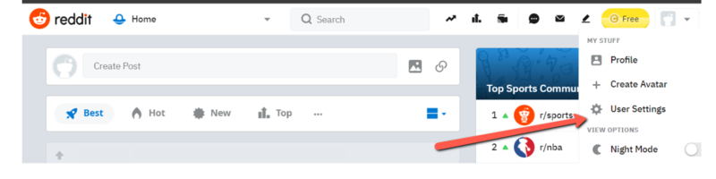 Reddit - User Settings
