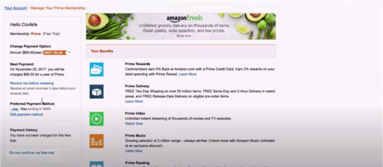 Auto Cancel Free Prime Membership