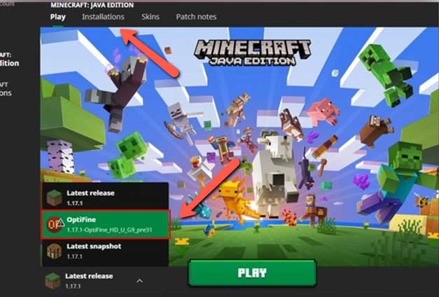 OptiFine Version Screen