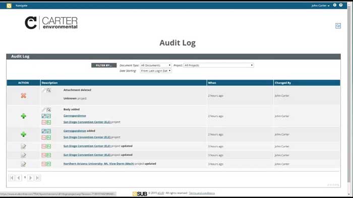 Maintaining audit logs in eSub