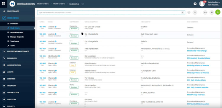 manage work orders and maintenance tasks in SMB Micromain