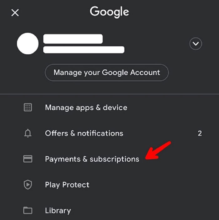 Google Account Payment and Subscriptions