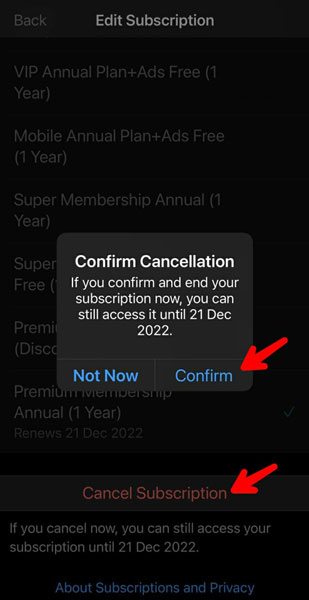 iOS Cancel Subscription