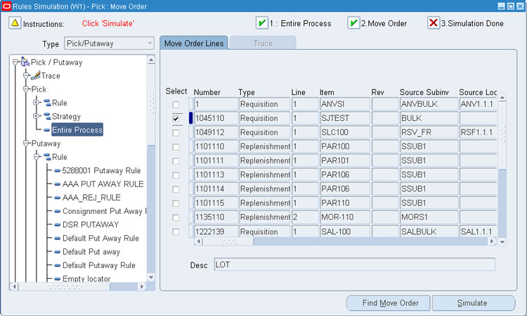 WMS Oracle Picking and Putaway Rules Management