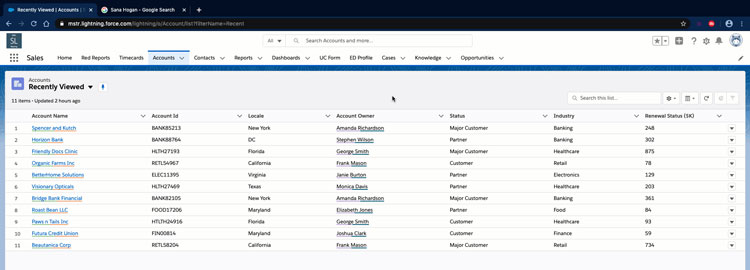 MicroStrategy Customer Accounts List