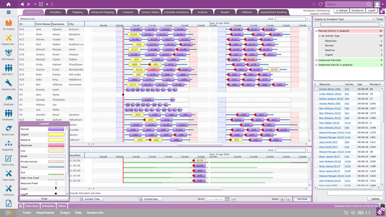 IFS Field Service Schedule Gantt Charts