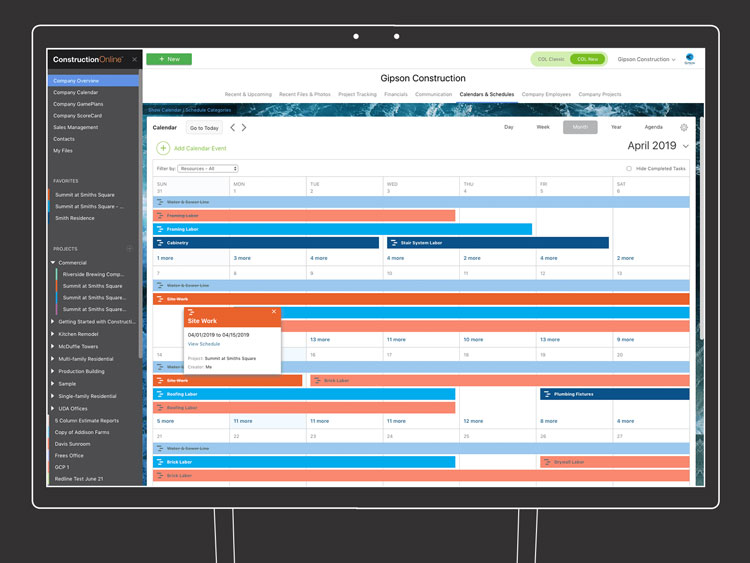 ConstructionOnline Schedule Dashboard