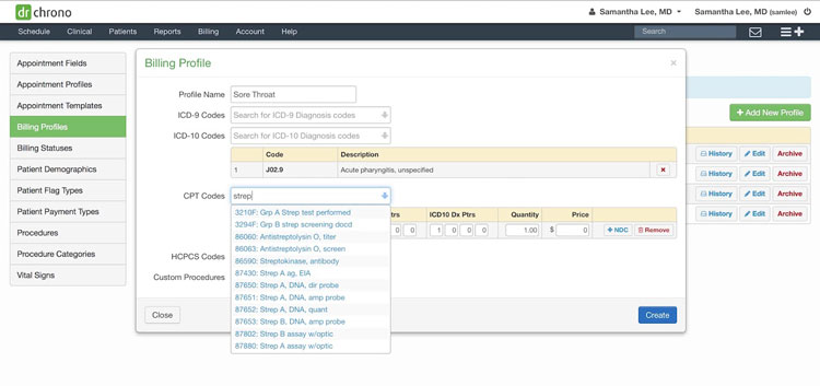 DrChrono Billing Profile Management